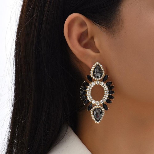 occidental style trend exaggerating geometry Rhinestone earrings woman ins creative personality eyes earring