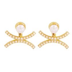 UR occidental style Alloy embed Pearl geometry ear stud creative woman samll p..