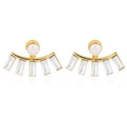 UR occidental style Alloy embed Rhinestone geometry ear stud punk woman samll ..