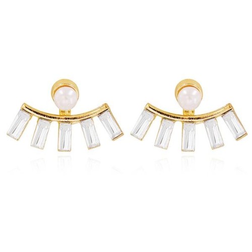UR occidental style Alloy embed Rhinestone geometry ear stud punk woman samll personality