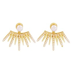 UR occidental style Alloy embed Pearl geometry ear stud punk woman samll perso..