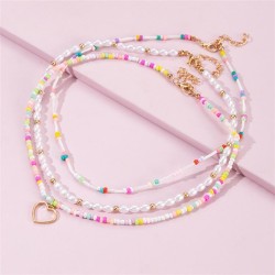  occidental style multilayer necklace woman set Pearl beads tube gravel fashio..