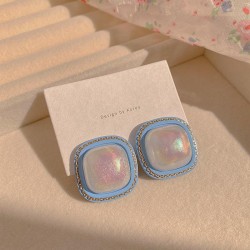 Korea small fresh geometry square candy colors ear stud woman summer personali..
