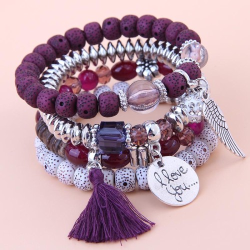 occidental style fashion concise all-Purpose watch-face love wings tassel temperament multilayer fashion bracelet