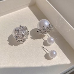 Pearl ear stud style two brief temperament wind retro earrings Earring