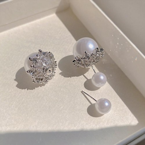Pearl ear stud style two brief temperament wind retro earrings Earring