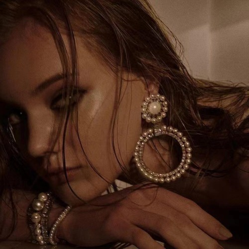 earrings occidental style exaggerating multilayer Round Alloy diamond embed Pearl earrings woman style