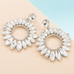 occidental style trend exaggerating big earrings Alloy embed glass diamond high ..
