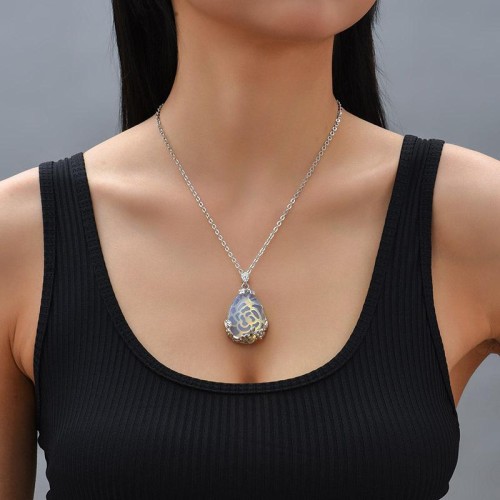 occidental style creative geometry transparent natural drop necklace woman ins Korean brief
