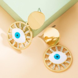 occidental style  woman fashion bronze mosaic zircon annular earring personali..