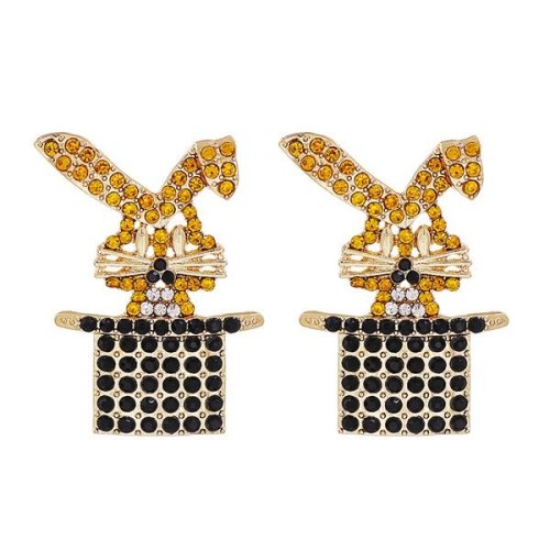 UR occidental style style creative rabbit ear stud diamond earrings personality woman