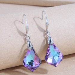 fashion concise leaf crystal temperament earrings