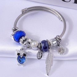 Fashion Metal Versatile Pand DL Simple Owl Feather Pendant Multi element Accessories Personality Bracelet