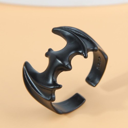 occidental style fashion concise black bat shirt opening ring