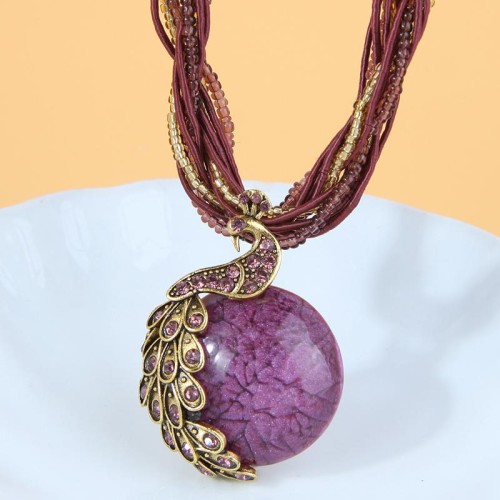 occidental style fashion retro noble wind peacock beads multilayer short necklace