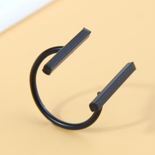 occidental style fashion concise black vertical opening ring