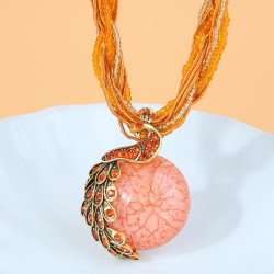 occidental style fashion retro noble wind peacock beads multilayer short neckl..