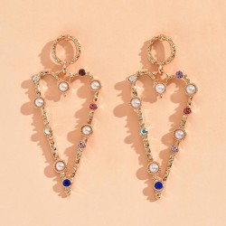 Sweet gold triangle set diamond exaggerated temperament personality earrings