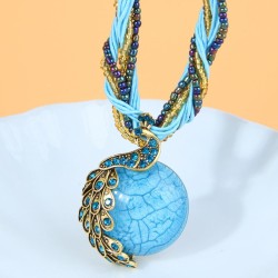 occidental style fashion retro noble wind peacock beads multilayer short neckl..