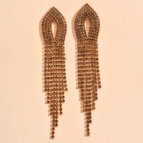 Fashion simple flash diamond tassel temperament female earrings