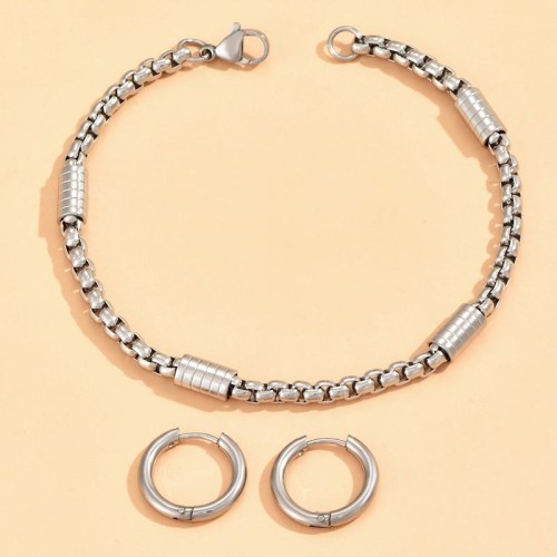 fashion concise stainless steel temperament circle bracelet man set