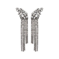 occidental style wind flash diamond claw chain tassel earring Alloy diamond wi..