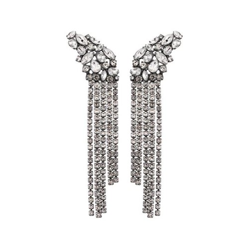 occidental style wind flash diamond claw chain tassel earring Alloy diamond wings Modelingearrings