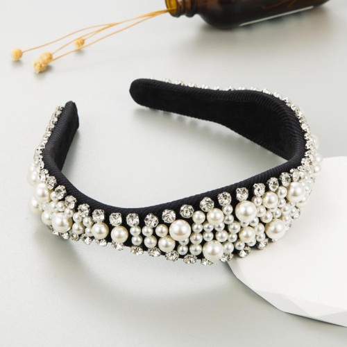 Pearl Rhinestone Headband women retro temperament diamond high head