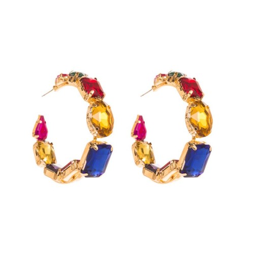 occidental style fashion samll brief Earring Round big zircon mosaic cirque circle earrings