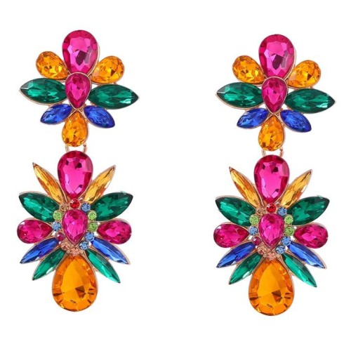 earrings occidental style exaggerating fashion multilayer Alloy diamond flowers earrings woman fully-jewelled S