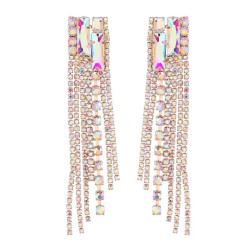 earrings occidental style exaggerating square Alloy diamond Rhinestone long st..