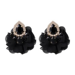 earrings occidental style retro flowers petal Chiffon ear stud personality elegant fine trend woman