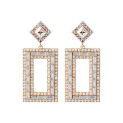 occidental style exaggerating fashion Alloy diamond long square earrings woman..