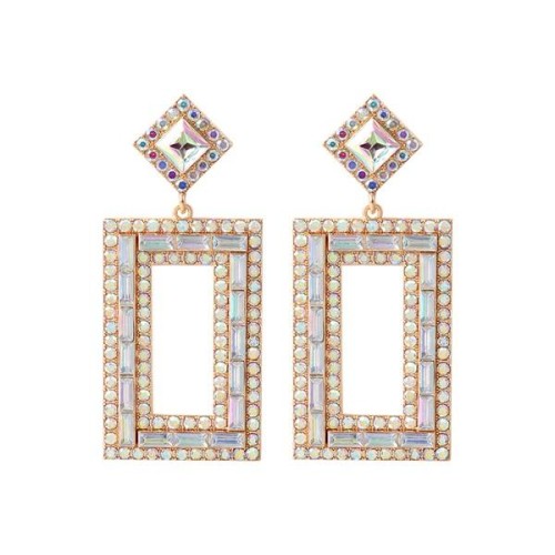 occidental style exaggerating fashion Alloy diamond long square earrings woman fully-jewelled geometry Earring