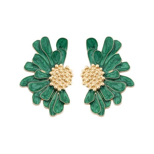 ins style Metal enamel multilayer petal earrings  three-dimensional layer medium flowers ear stud new