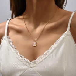 occidental style creative lovely brief rabbit Moon necklace ins trend personality