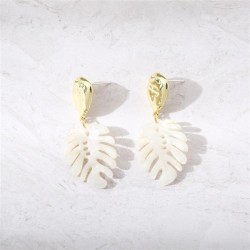E occidental style woman resin color leaves ear stud fashion creative Leaf wom..