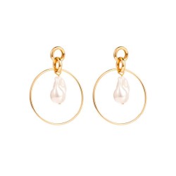 occidental style fashion exaggerating big circle circle embed Pearl earrings w..