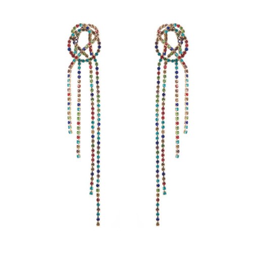 occidental style fashion exaggerating Alloy diamond Rhinestone long style tassel earrings brief woman super col