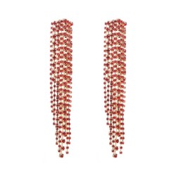 occidental style fashion exaggerating Alloy diamond long style tassel earrings..