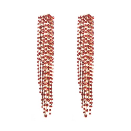 occidental style fashion exaggerating Alloy diamond long style tassel earrings woman trend super fully-jewelled b