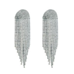 occidental style fashion exaggerating flash diamond tassel earrings long style..
