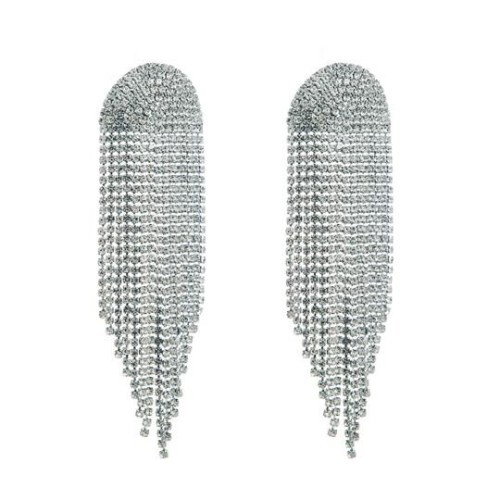occidental style fashion exaggerating flash diamond tassel earrings long style luxurious claw chain fully-jewel