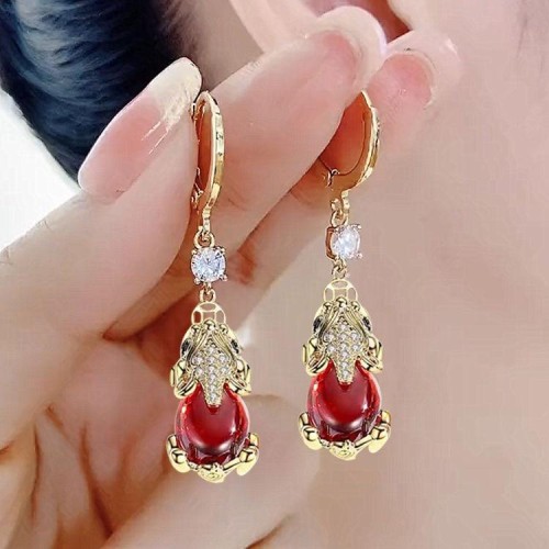 retro earrings woman samll high temperament elegant atmospheric color Earring earring