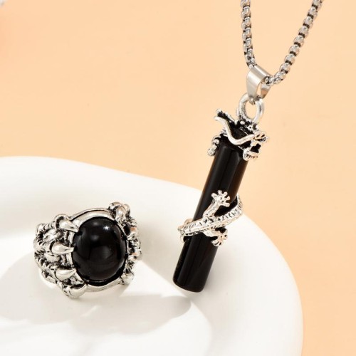 occidental style fashion retro watch-face claw concise ring necklace man set