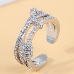 J490 bronze fashion sweetOL concise embed Zirconium opening woman ring