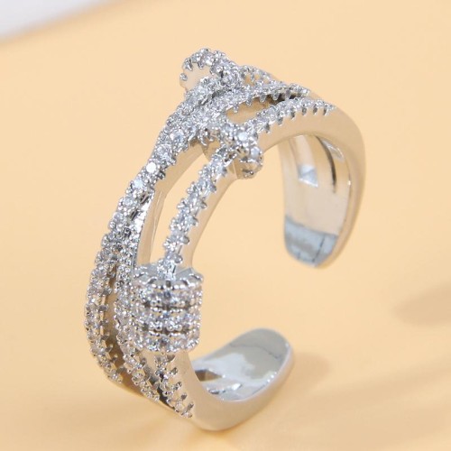 J490 bronze fashion sweetOL concise embed Zirconium opening woman ring