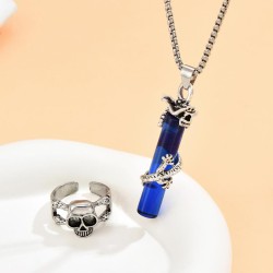 occidental style fashion retro watch-face skull concise ring necklace man set