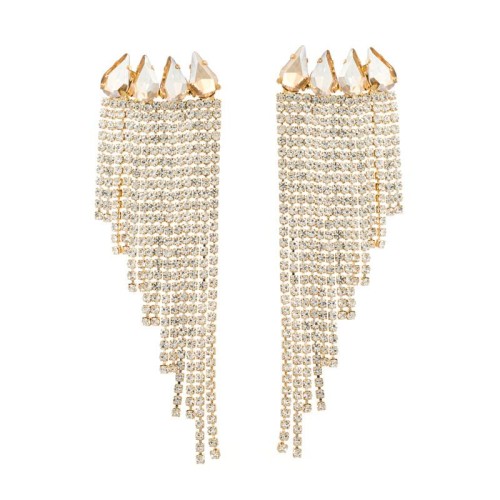 silver super claw chain Alloy embed fully-jewelled long style tassel earrings woman occidental style banqu