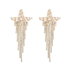 occidental style fashion super tassel Five-pointed star silver earrings woman ..